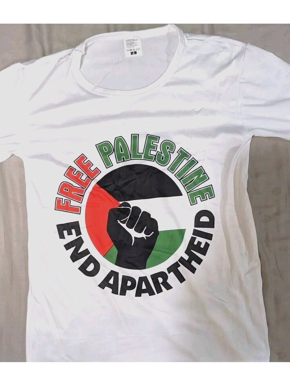 Free Palestine End Apartheid Graphic T-Shirt + Enamel Pin Unisex S M L - Picture 3 of 9